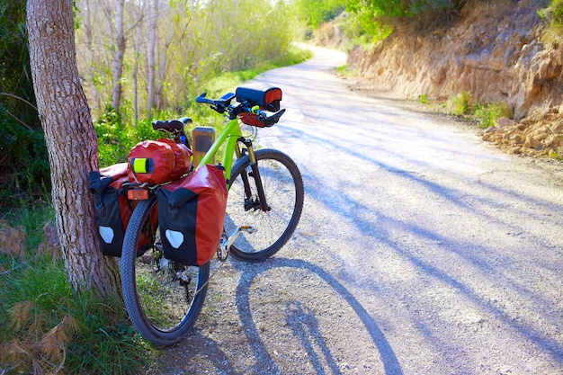 Mtb fietstochtenfiets in een dennenbos