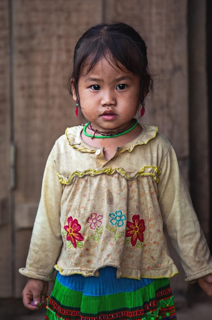 Mu Cang Chai Vietnam 09262017 Portrait of a little Vietnamese girl