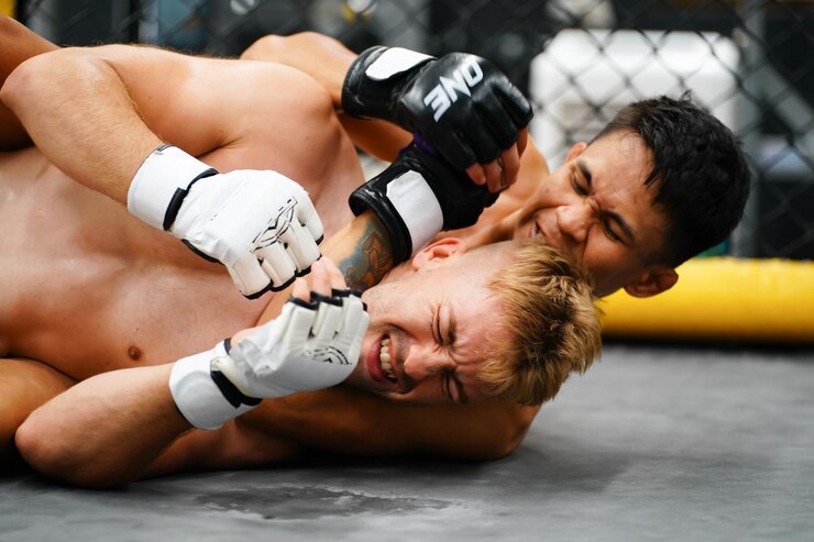 Muay Thai The martial art of Thailand Boxer practicing boxing and Gym and fighting against rival