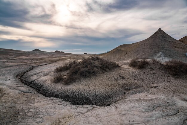 Mud volcano landscape, natural phenomenon