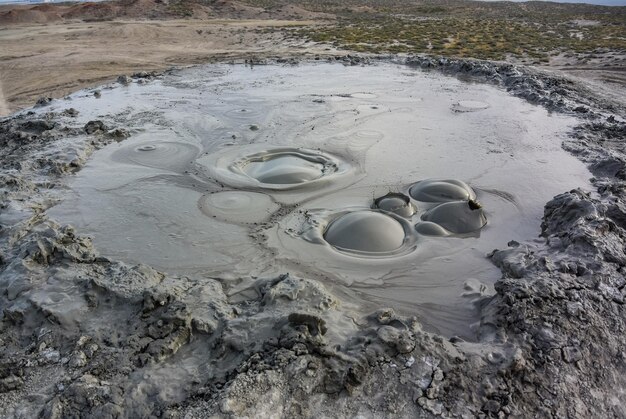 Mud volcanoes in Gobustan Most volcanoes are low mud geysers Azerbaijan Baku