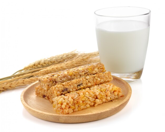 Muesli Cereals Bars, Healthy Granola Ontbijt en melk