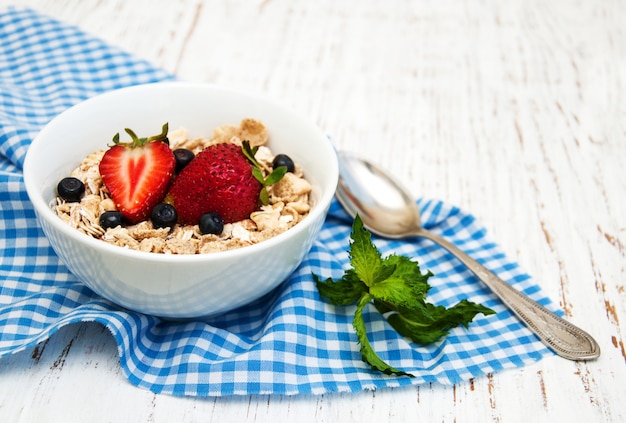 Muesli met aardbeien