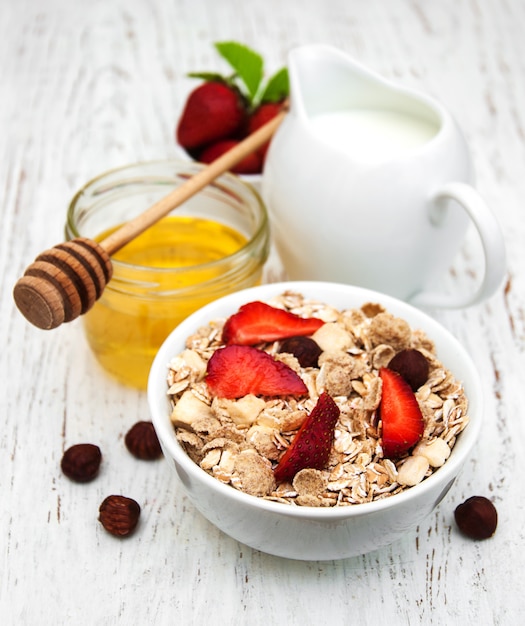 Muesli met aardbeien