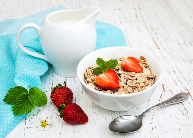 Muesli met aardbeien