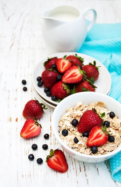 Muesli met aardbeien