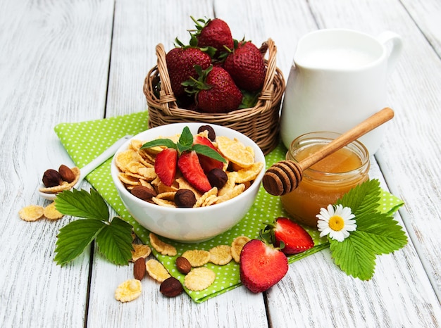 Muesli met aardbeien