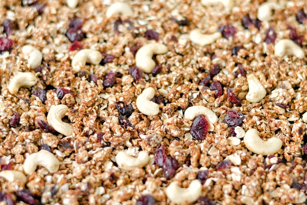 Muesli met cashewnoten en veenbessen