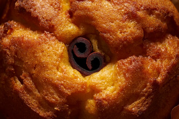 Foto dettaglio macro del primo piano del muffin