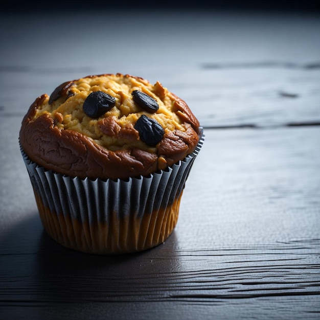 Muffin on dark background