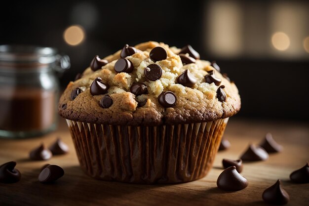 Foto muffin met chocoladestukjes