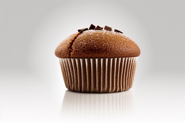 Muffin with chocolate chip isolated on a white background