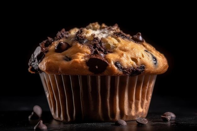 muffin with chocolate chips and a gooey center