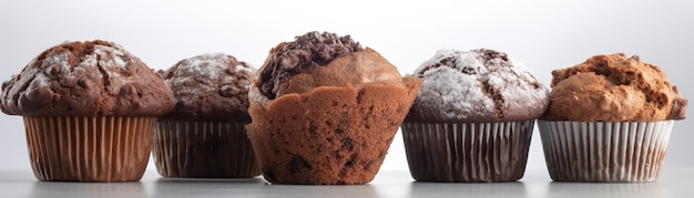 A muffin with chocolate chips and a muffin in front of it