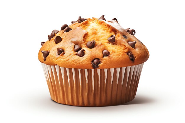 Photo a muffin with chocolate chips on top