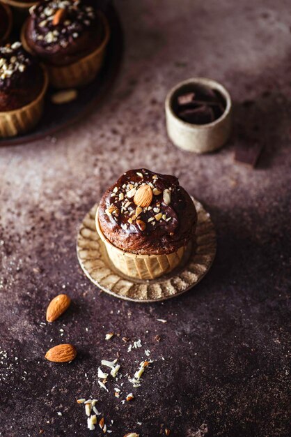 muffin with chocolate and nuts