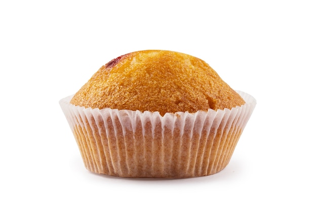 Photo muffin with fruit filling isolate on a white background