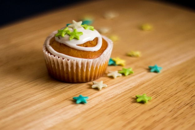 muffin with stars decoration