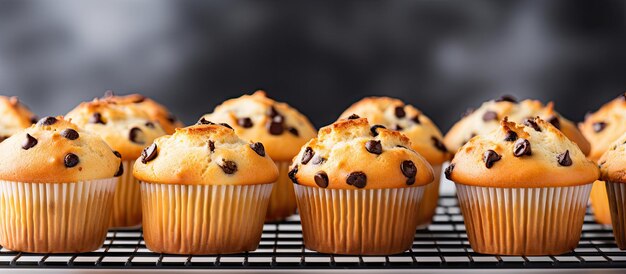 Foto muffin sulla griglia di raffreddamento con sfondo bianco