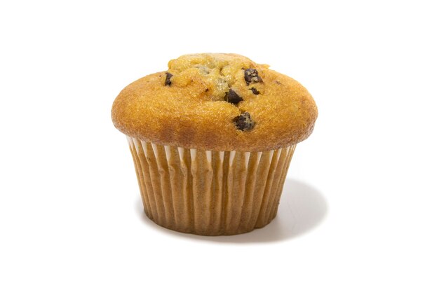 Muffins with chocolate flecks isolated on a white background.