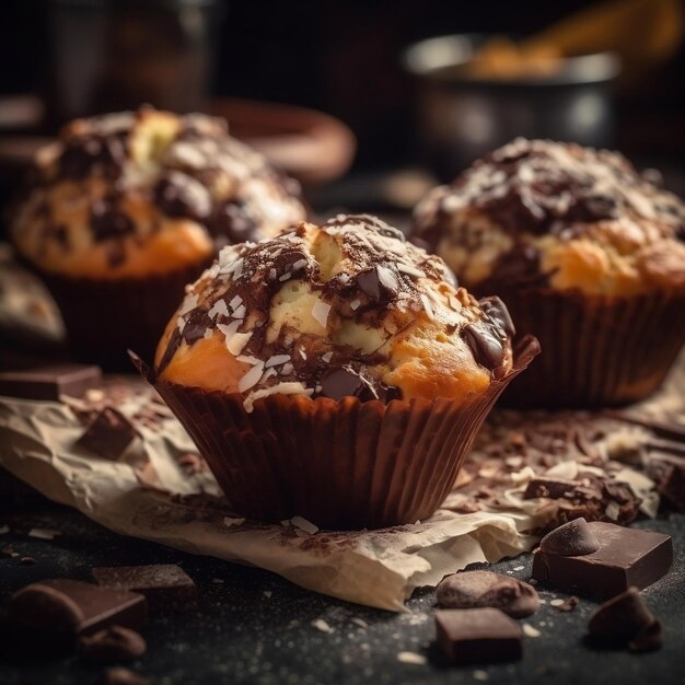 muffins with chocolate