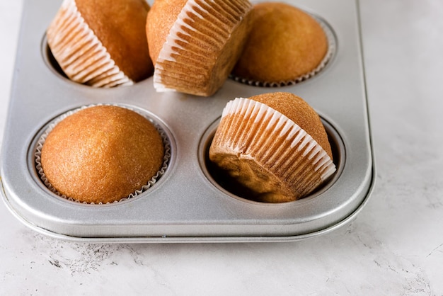 Muffins Zelfgemaakte Geportioneerde Cupcake Vanille Muffin Heerlijke Zelfgemaakte Eenvoudige Gebak Biscuit