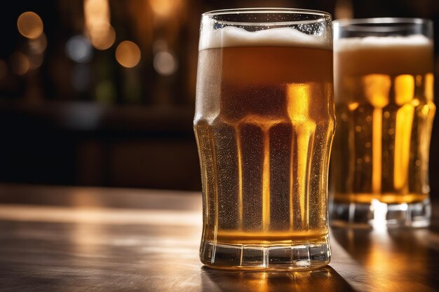 Photo mug of beer on the bar counter