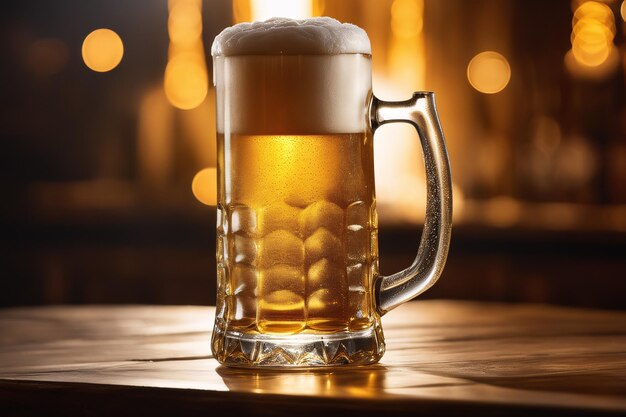 Photo mug of beer on the bar counter