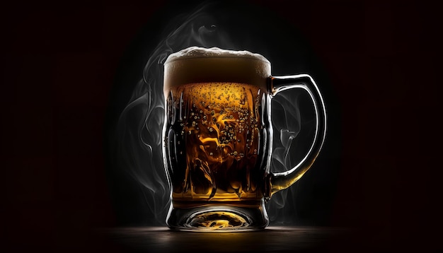 A mug of beer with smoke coming out of it