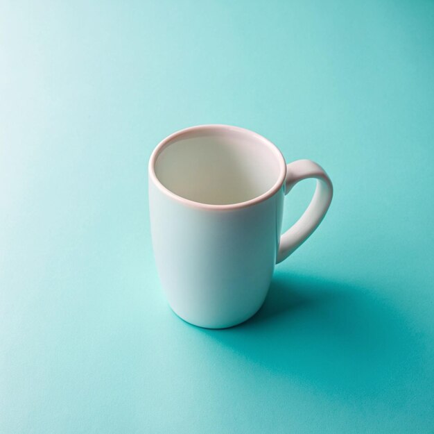 Photo mug on blue background mock up