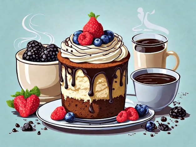 Mug cake recept vector