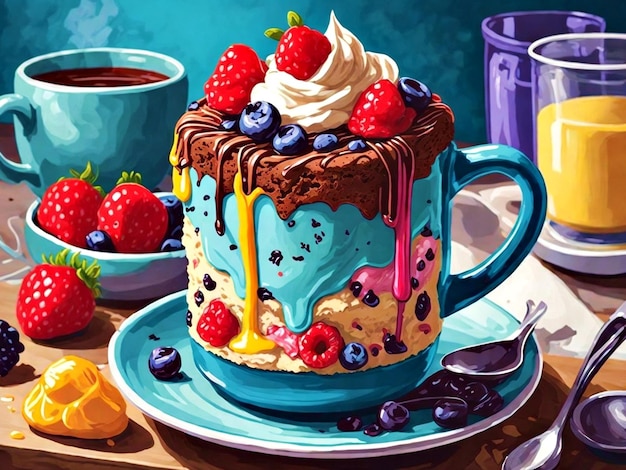 Mug cake recept vector