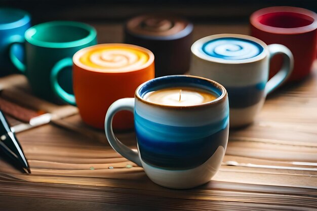 A mug of coffee with a candle in it