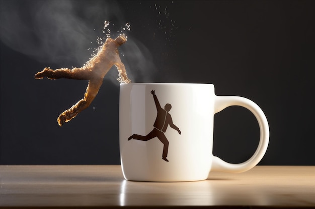 Mug espresso bean cup brown breakfast cafe drink aroma morning Generative AI
