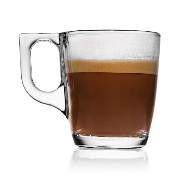 Mug of espresso coffee with milk isolated