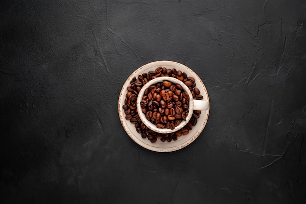 mug filled with coffee beans