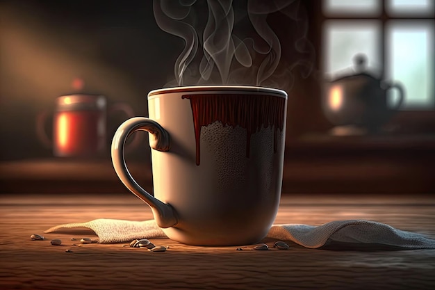 A mug filled with piping hot coffee perfect for a chilly morning