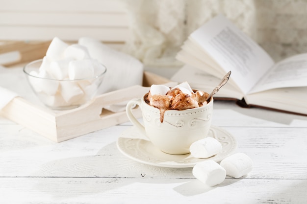 Mug of hot chocolate with marshmallows