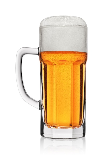 Mug of light lager beer isolated on white