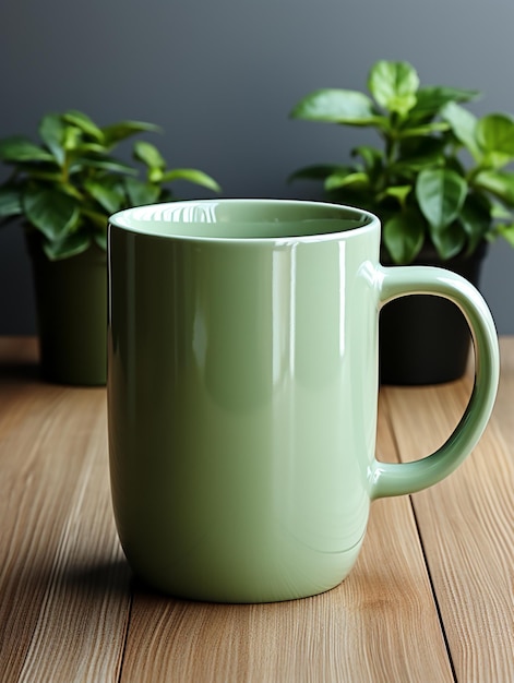 Mug mockup beker keramische drank koffie mockup groen blanco product bedrijf label bedrijf