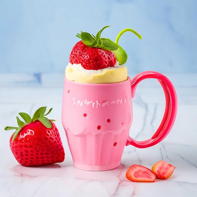 mug strawberry banana ice cream liquid glass in restaurant image download