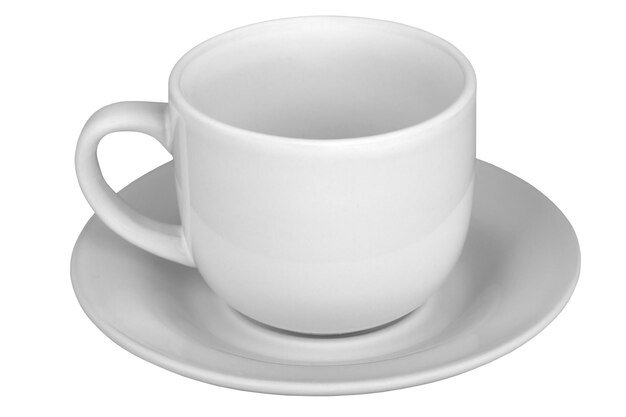 Mug for tea or coffee with saucer isolated on white background