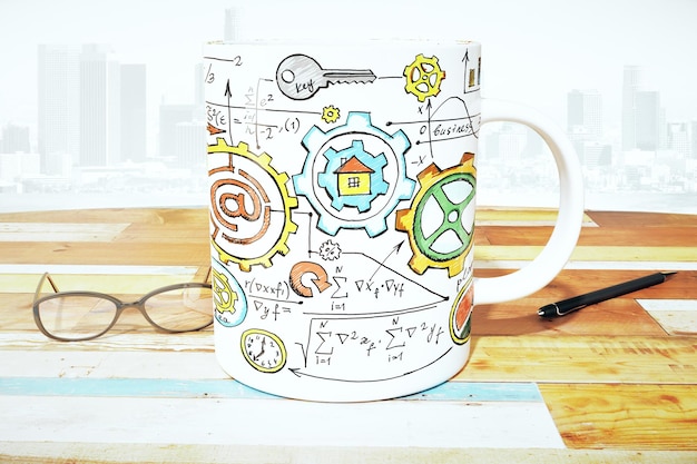 Mug with business drawing