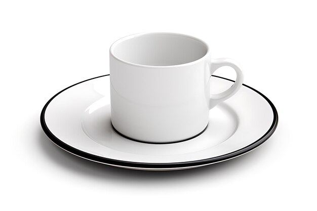 Mug with coffee and saucer isolated