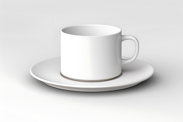 Mug with coffee and saucer isolated