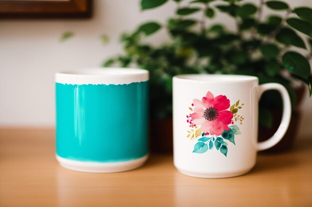 A mug with a flower on it blooming serenity a floral journey with every sip generative ai