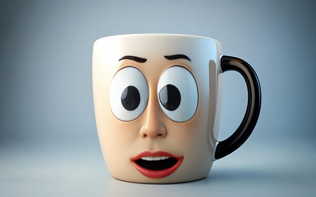 Mug with funny face generated by ai