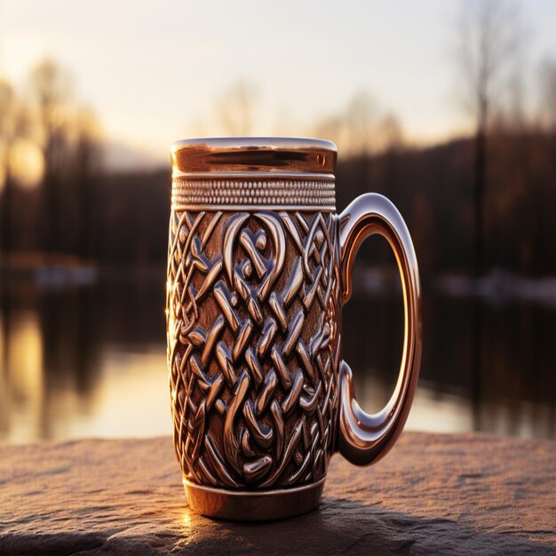 Photo a mug with a pattern that says quot breast quot on it