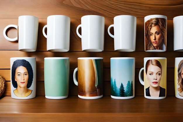 Photo a mug with a picture of a woman on it