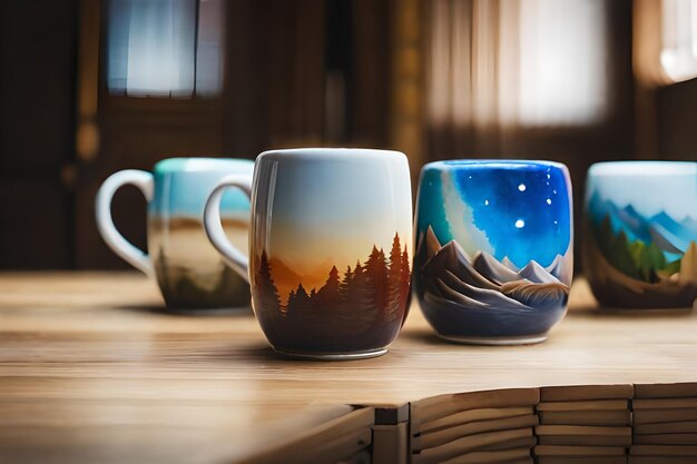 a mug with a sunset on it